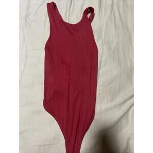 Free People Body Suit Coral/pink ribbed Thong